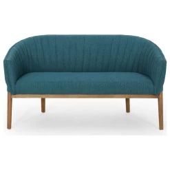 Deborah Mid-Century Fabric Loveseat, Teal, Brown