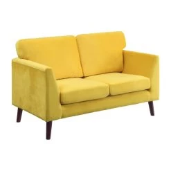 Lexicon Tolley Velvet Loveseat In Yellow