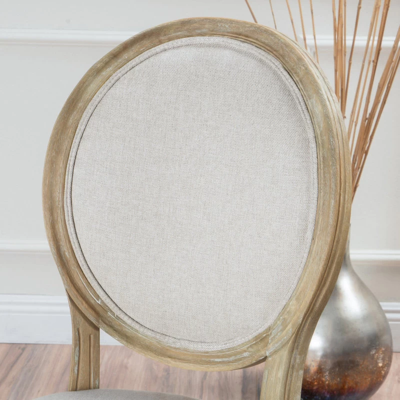 GDF Studio Phinnaeus French Country Fabric Dining Chairs (Set Of 2), Griege/Natural - Image 5