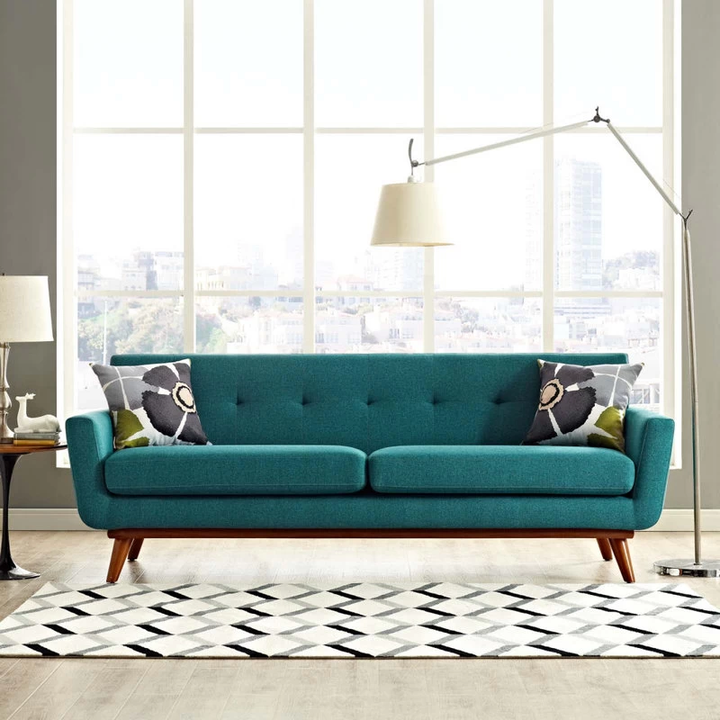 Engage Upholstered Fabric Sofa, Teal - Image 5
