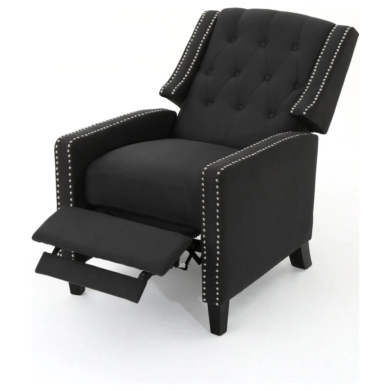 GDF Studio Ingrid Tufted Back Fabric Recliner Chair, Dark Charcoal - Image 7