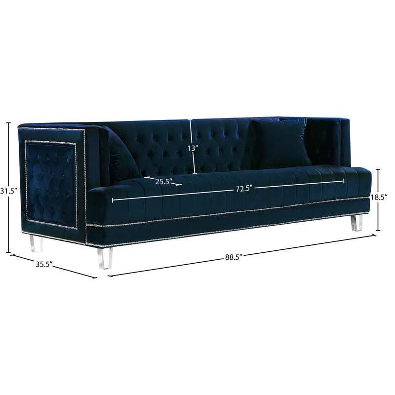 Lucas Velvet Sofa, Navy - Image 7