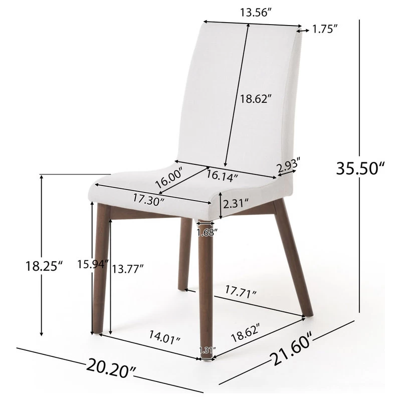GDF Studio Katherine Fabric Seat And Wood Finish Dining Chairs, Set Of 2, Beige/ - Image 3