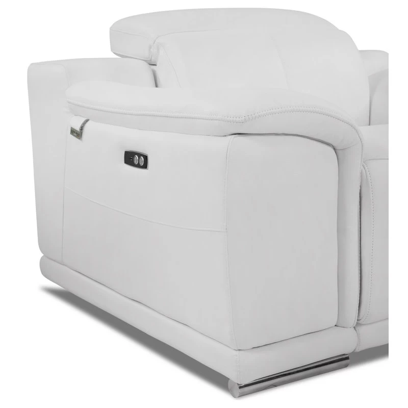 Veneto Italian Leather Power Reclining Chair, White - Image 4