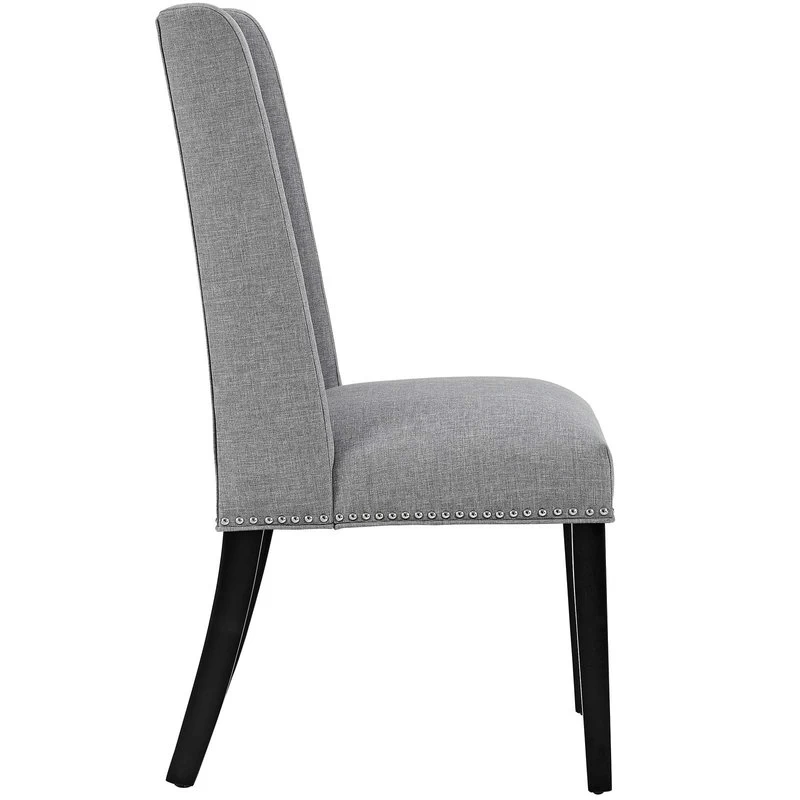 Baron Parsons Upholstered Fabric Dining Side Chair, Light Gray - Image 3