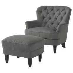 GDF Studio Teton Gray Fabric Club Chair And Ottoman