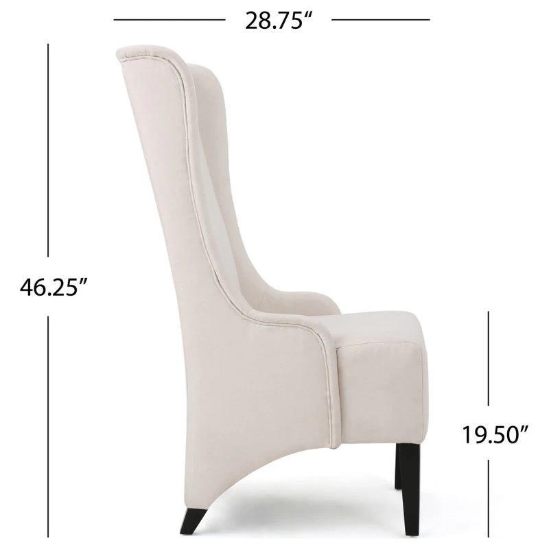 GDF Studio Sheldon Traditional Design High Back Fabric Dining Chair, Beige - Image 3