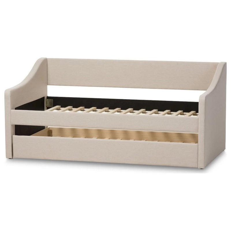 Baxton Studio Barnstorm Modern And Contemporary Beige Fabric Upholstered Daybed - Image 4