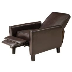 GDF Studio Hinus Indoor Upholstery Club Chair Recliner, Brown Leather