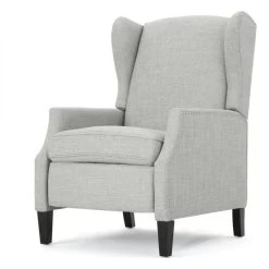 GDF Studio Weyland Contemporary Fabric Wingback Pushback Recliner, Gray