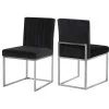 The Dice Dining Chair, Black, Velvet, Chrome Base, Set Of 2