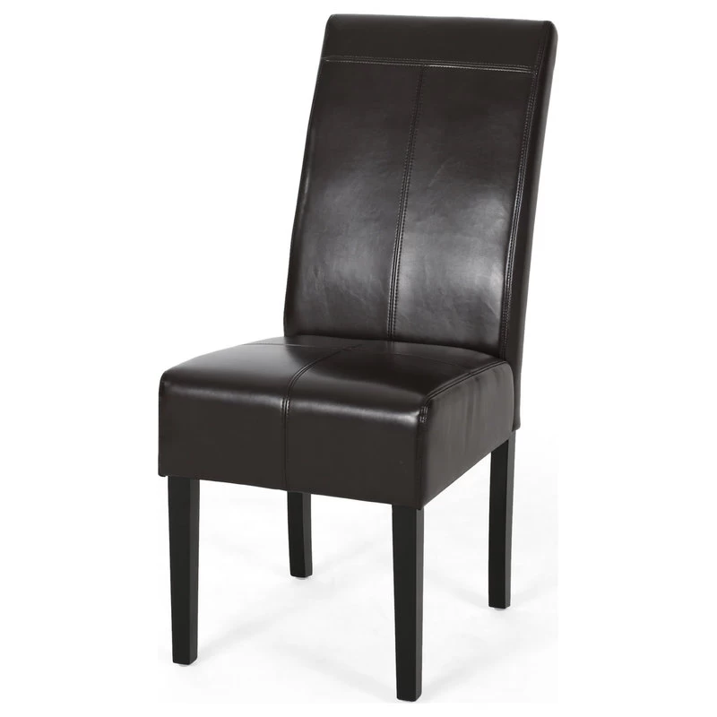GDF Studio Percival T-stitched Chocolate Brown Leather Dining Chairs, Brown, Set - Image 8