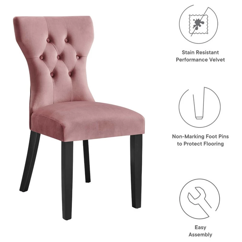 Silhouette Performance Velvet Dining Chairs, Set Of 2, Dusty Rose - Image 7