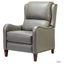 Genuine Leather Cigar Recliner With Wingback, Dove