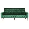 Adan Tufted Velvet Sofa With Gold Tipped Tapered Legs, Emerald, Gold Finish