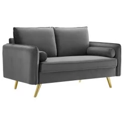 Revive Performance Velvet Loveseat, Gray