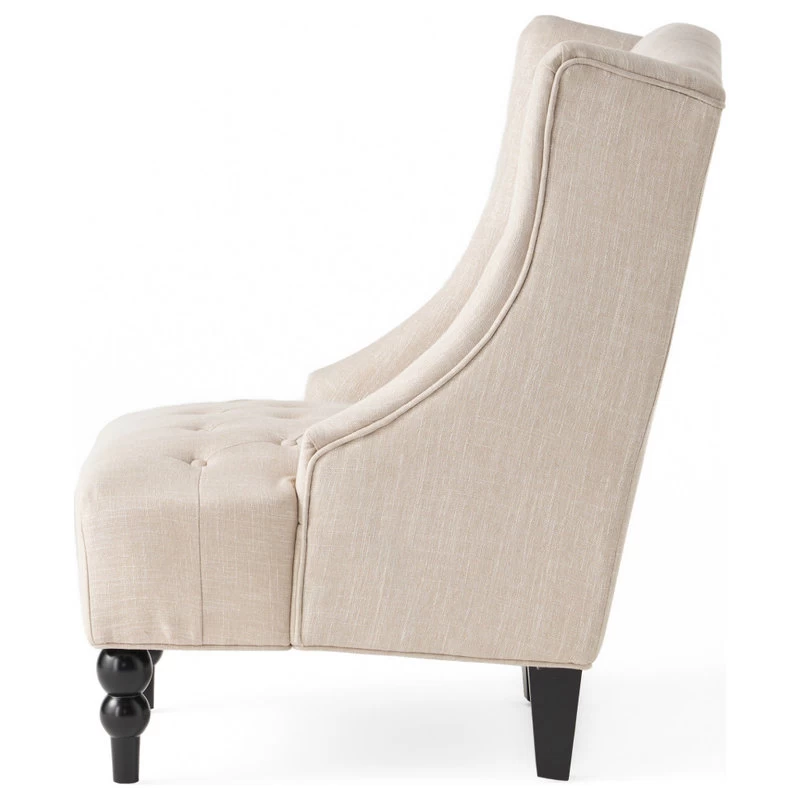GDF Studio Clarice Tall Wingback Tufted Fabric Accent Chair, Light Beige - Image 10