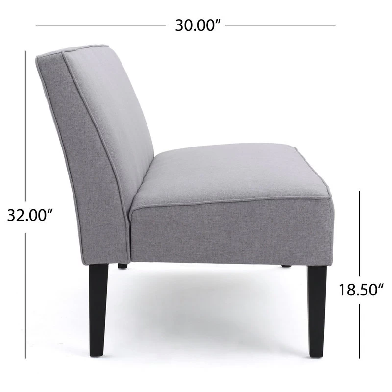 GDF Studio Charlotte Modern Simple Elegant Fabric Loveseat, Light Gray/Matte Black - Image 4