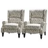 Modern Manual Wingback Recliner Set Of 2, Chain Gray