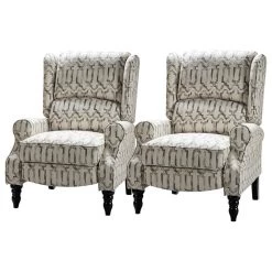 Modern Manual Wingback Recliner Set Of 2, Chain Gray
