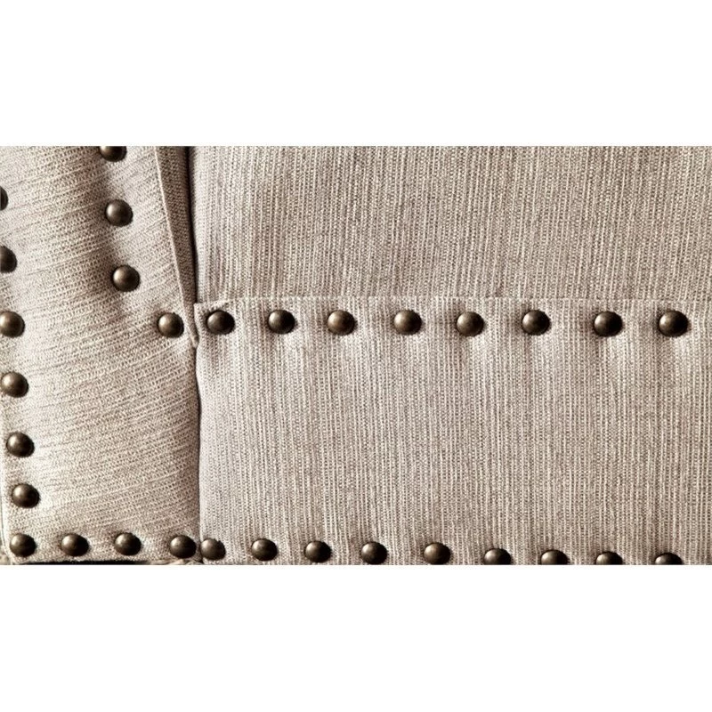 Furniture Of America Jazlyn Contemporary Fabric Nailhead Chaise Lounge In Beige - Image 2