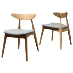 GDF Studio Issaic Mid Century Design Wood Dining Chairs, Set Of 2, Gray/Oak