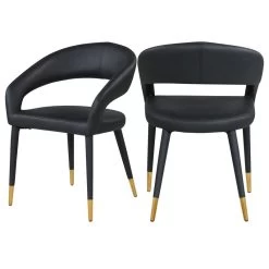 The Prescott Dining Chair, Black, Faux Leather