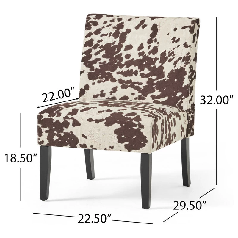 GDF Studio Kalee Contemporary Accent Chair, Cow Print, Matte Black, Fabric - Image 3