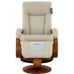 Hamilton Recliner And Ottoman In Beige Air Leather