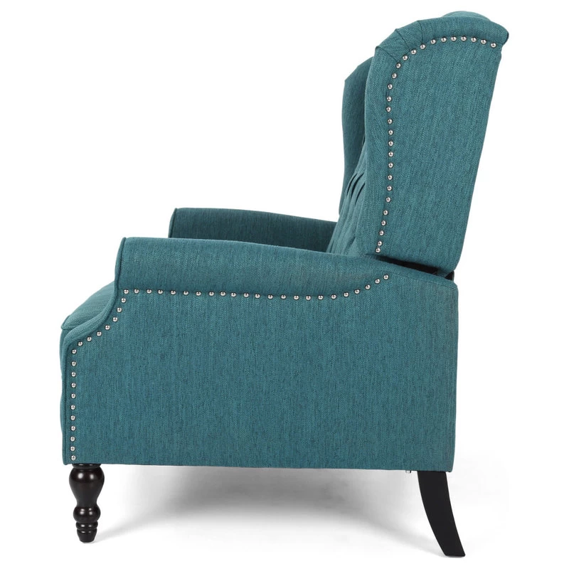 Salome Oversized Tufted Fabric Push Back Recliner, Teal/Dark Brown - Image 8