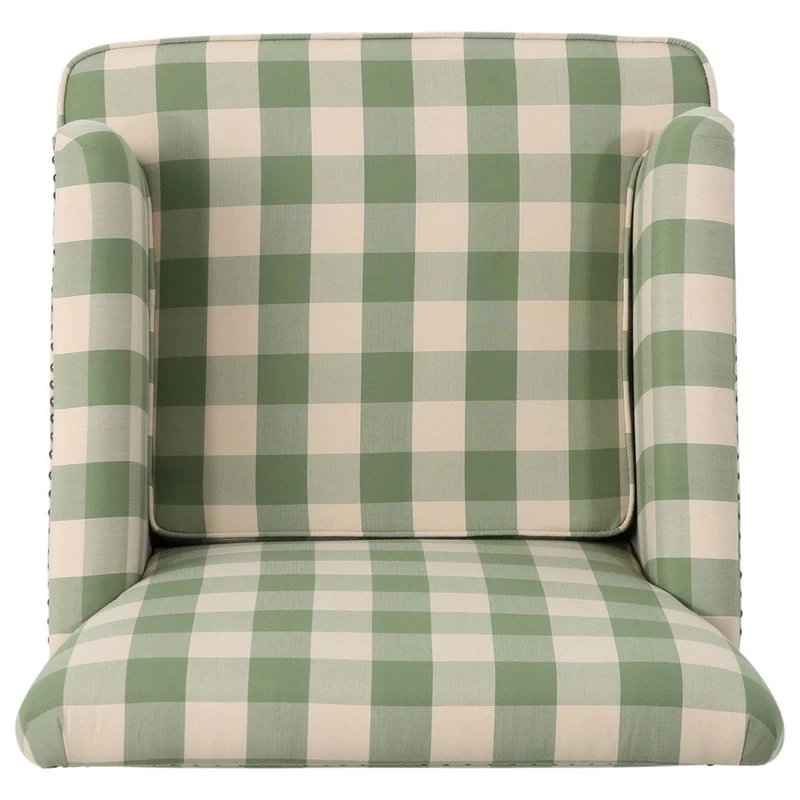 GDF Studio Eve Tufted Fabric Club Chair, Green Checkerboard/Dark Brown - Image 7