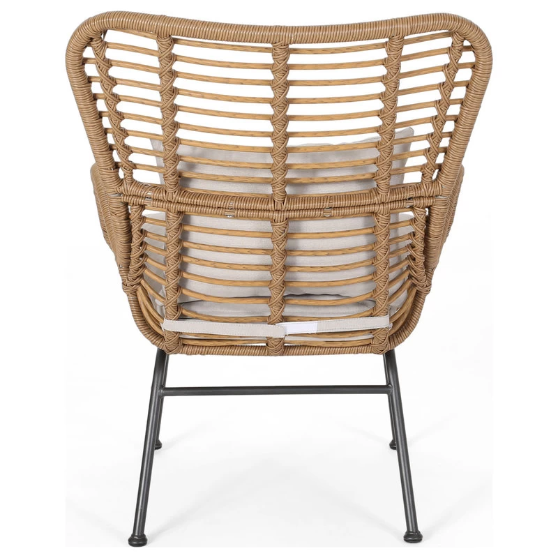 Gloria Indoor Wicker Club Chairs With Cushions, Set Of 2, Light Brown/Black/Beig - Image 8