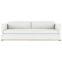 Madison 8' Box Weave Linen Sofa, Blanc, Classic Depth