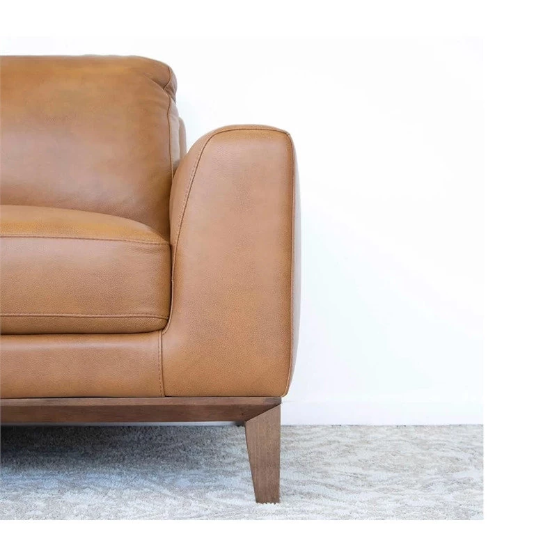 Milton Modern Tufted Living Room Top Leather Corner Sectional Sofa In Cognac Tan - Image 4