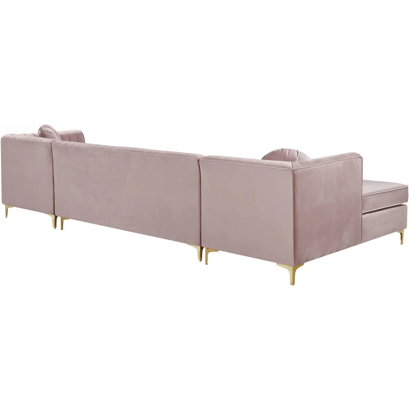 Graham Pink Velvet 3pc. Sectional, Pink - Image 5