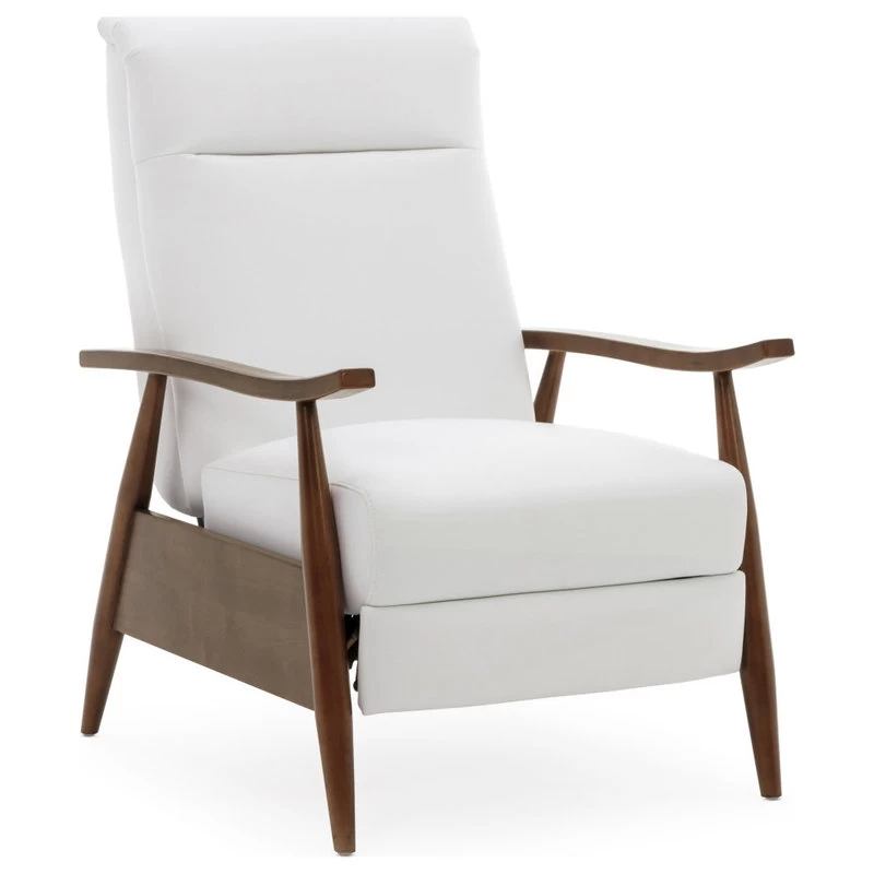 Solaris Wood Arm Push Back Recliner, Milky White