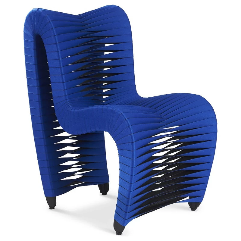The Bradbury Dining Chair, Blue And Black, Cotton - Image 5