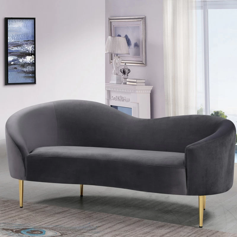 Ritz Velvet Loveseat, Gray - Image 2