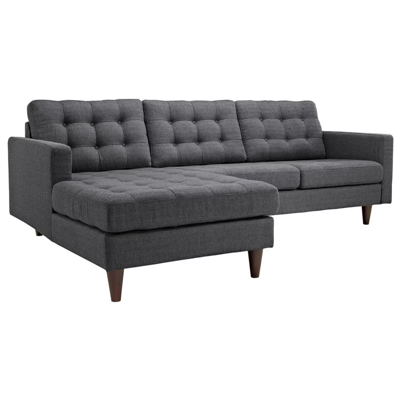 Empress Left-Facing Upholstered Fabric Sectional Sofa, Gray - Image 8