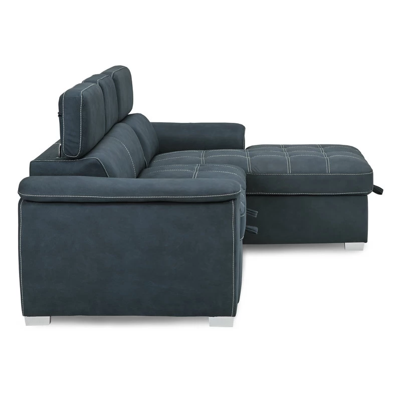 Elenor 2-Piece Set Sectional Sofa With Pull-Out Bed And Storage, Blue - Image 2
