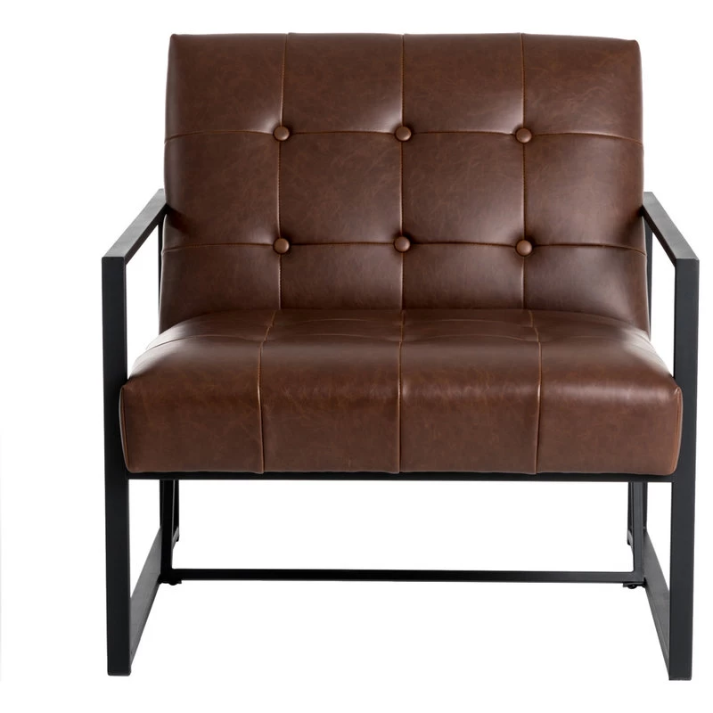 29.25"H PU Leather Tufted Accent Chair, Brown - Image 2