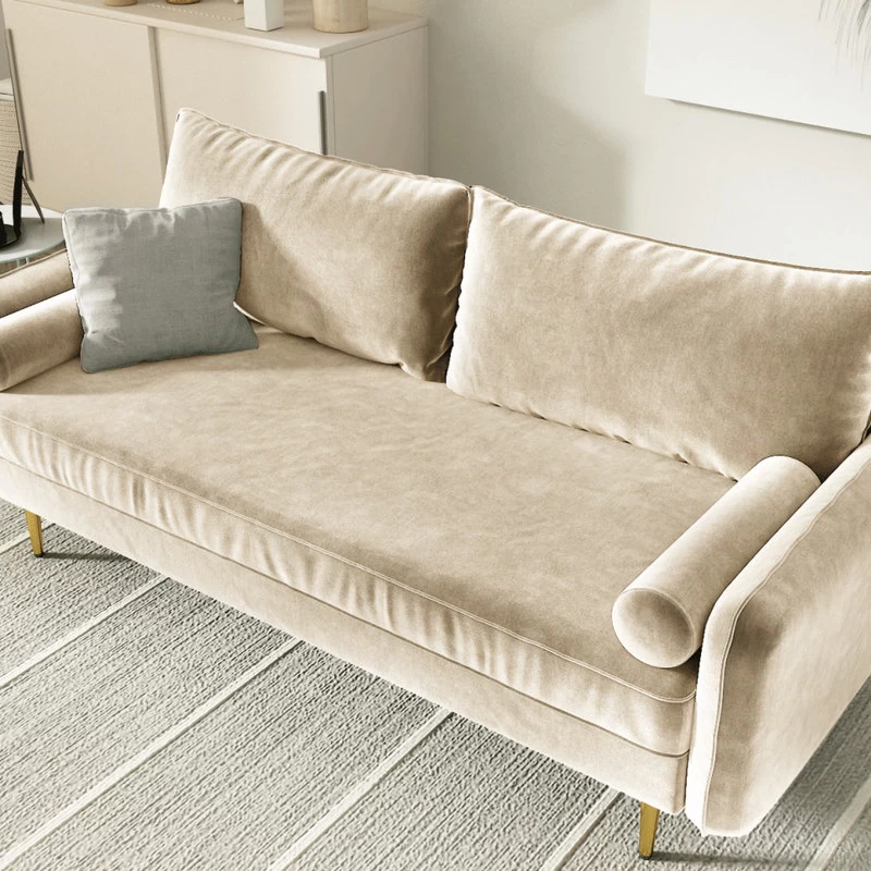The Audrey I Velvet Round Arm Sofa, Ivory White - Image 2