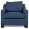 Casen Fabric Club Chair, Navy Blue/Dark Brown