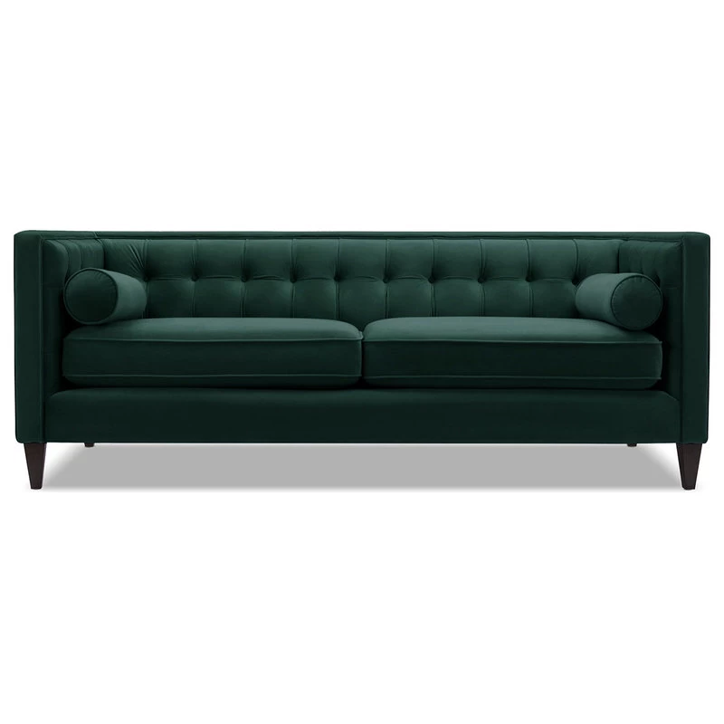 Jack 84" Modern Tuxedo Tufted Sofa, Hunter Green