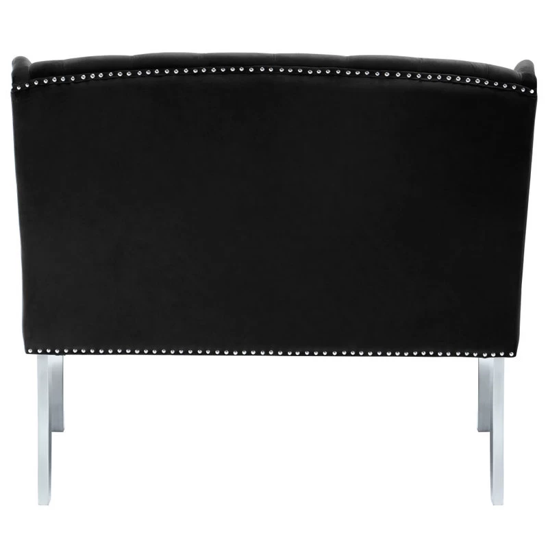 Suri Velvet Upholstered Settee Bench, Black - Image 3