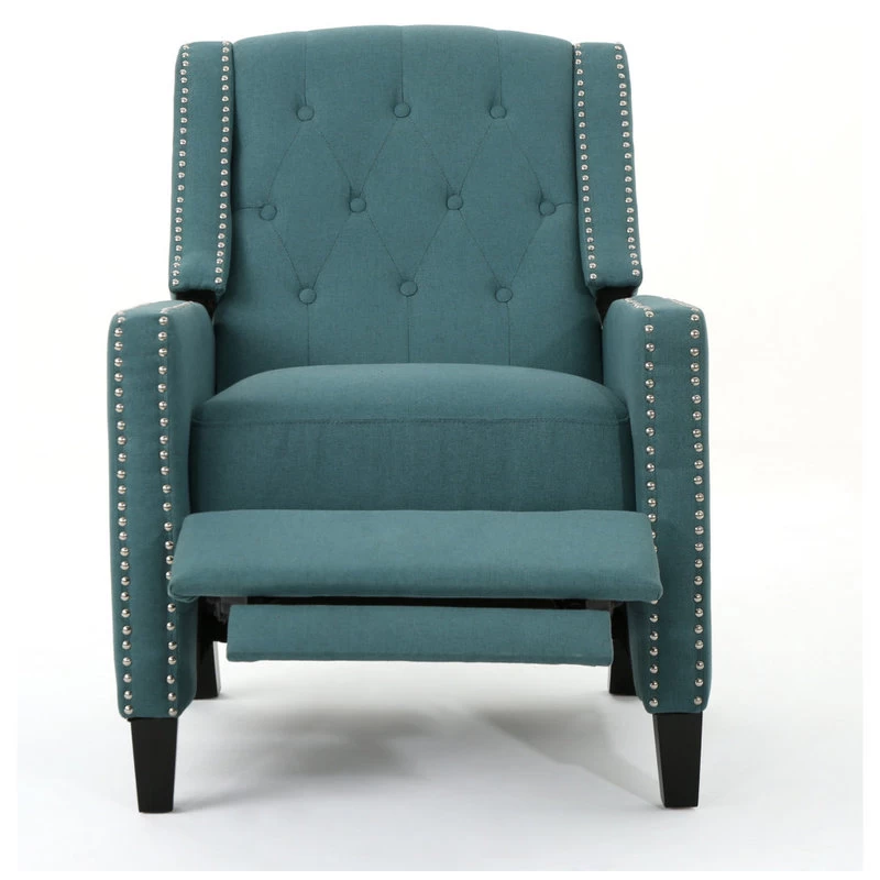 GDF Studio Izaak Tufted Back Fabric Recliner Chair, Dark Teal - Image 6