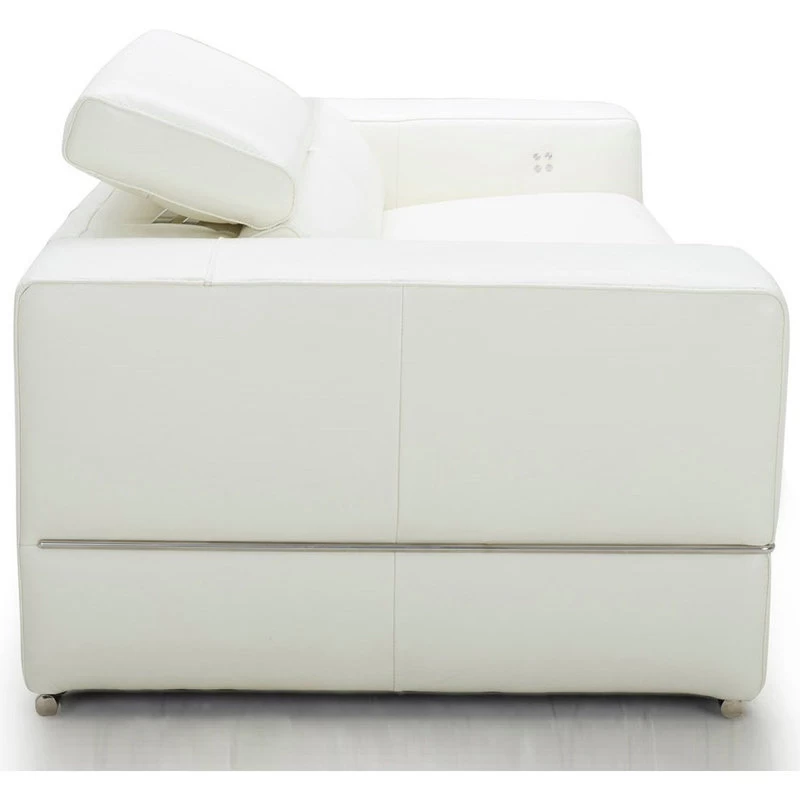 Modern Luxor Reclining Chair With Power Headrests - White Top Grain Leather - Image 4
