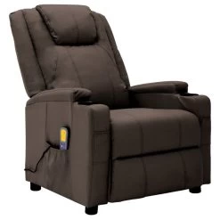 VidaXL Massage Reclining Chair Electric Chair For Elderly Brown Faux Leather