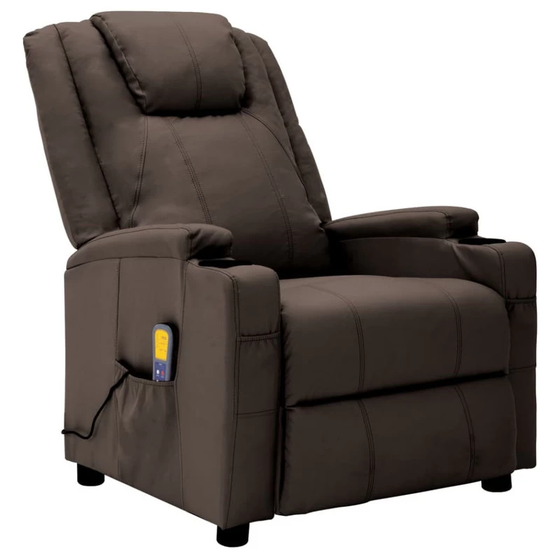 VidaXL Massage Reclining Chair Electric Chair For Elderly Brown Faux Leather