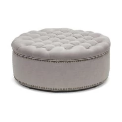Baxton Studio Iglehart Beige Linen Modern Tufted Ottoman